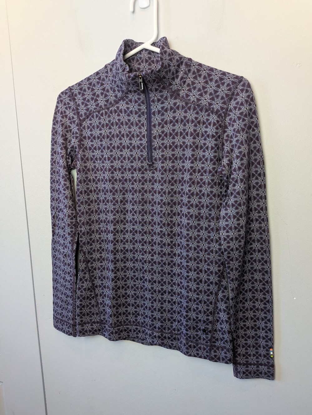 SMARTWOOL Women 1/4 Zip Sweater Size Small 100% Merino Wool Purple Outdoor
